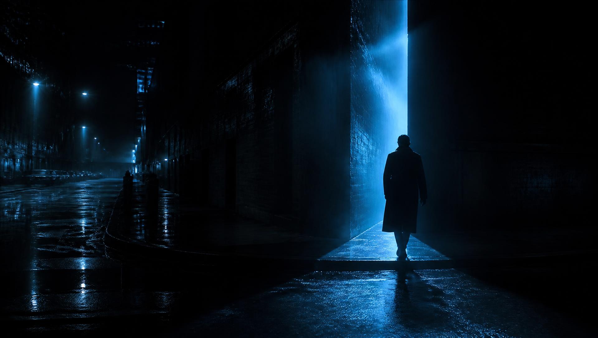 A lone figure turning a city corner into unseen light — the next brand possibility